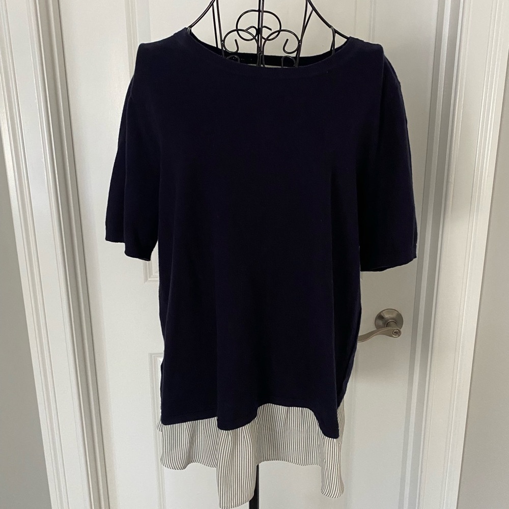 NWT LOFT Short Sleeve Navy Sweater Size Large